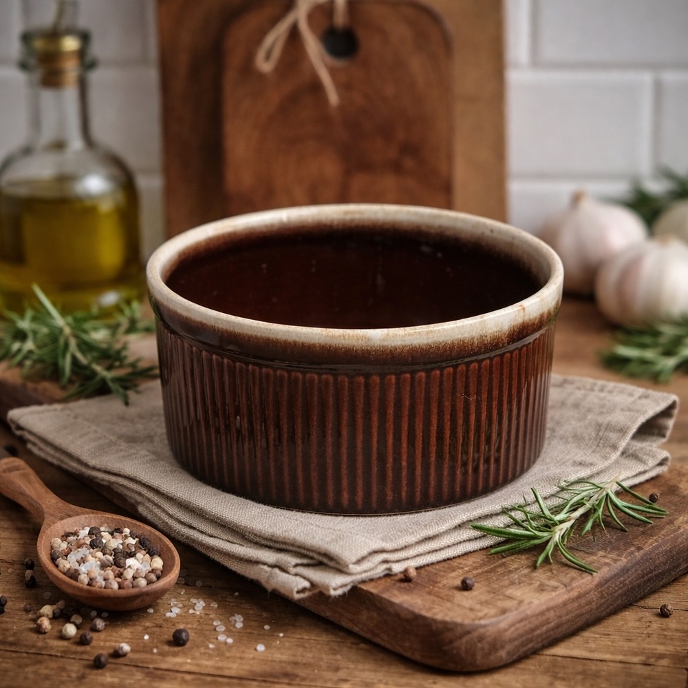 Vintage Pfalzgraff Brown Dip soufflé dish